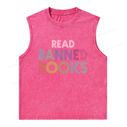 Pagewings Read Banned Books Shirt Unisex Washed Tank Top