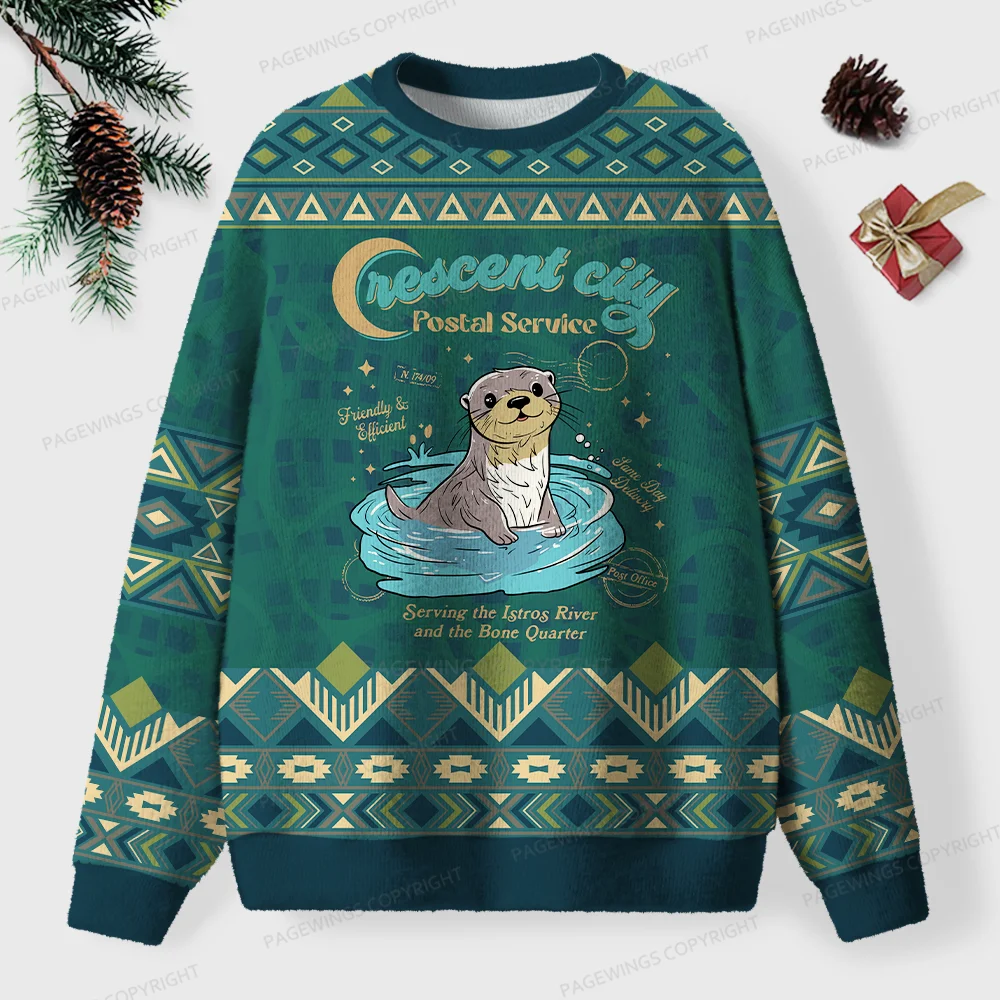 Pagewings Crescent City Postal Service Unisex Ugly Knit Sweatshirt