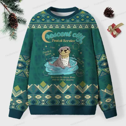 Pagewings Crescent City Postal Service Unisex Ugly Knit Sweatshirt