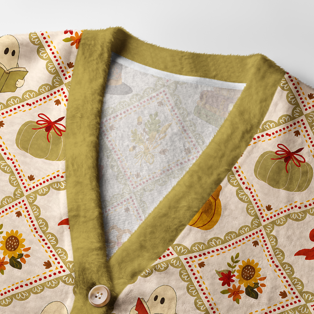 Pagewings Book Pumpkin Light Knit Unisex Cardigan Sweaters