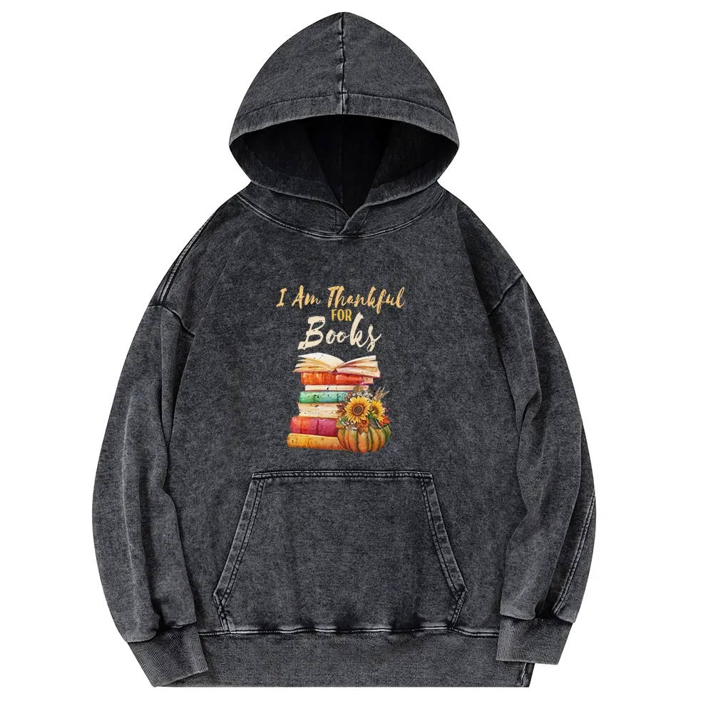 Pagewings Thanksgiving I‘m Thankful For Books Unisex Washed Hoodie