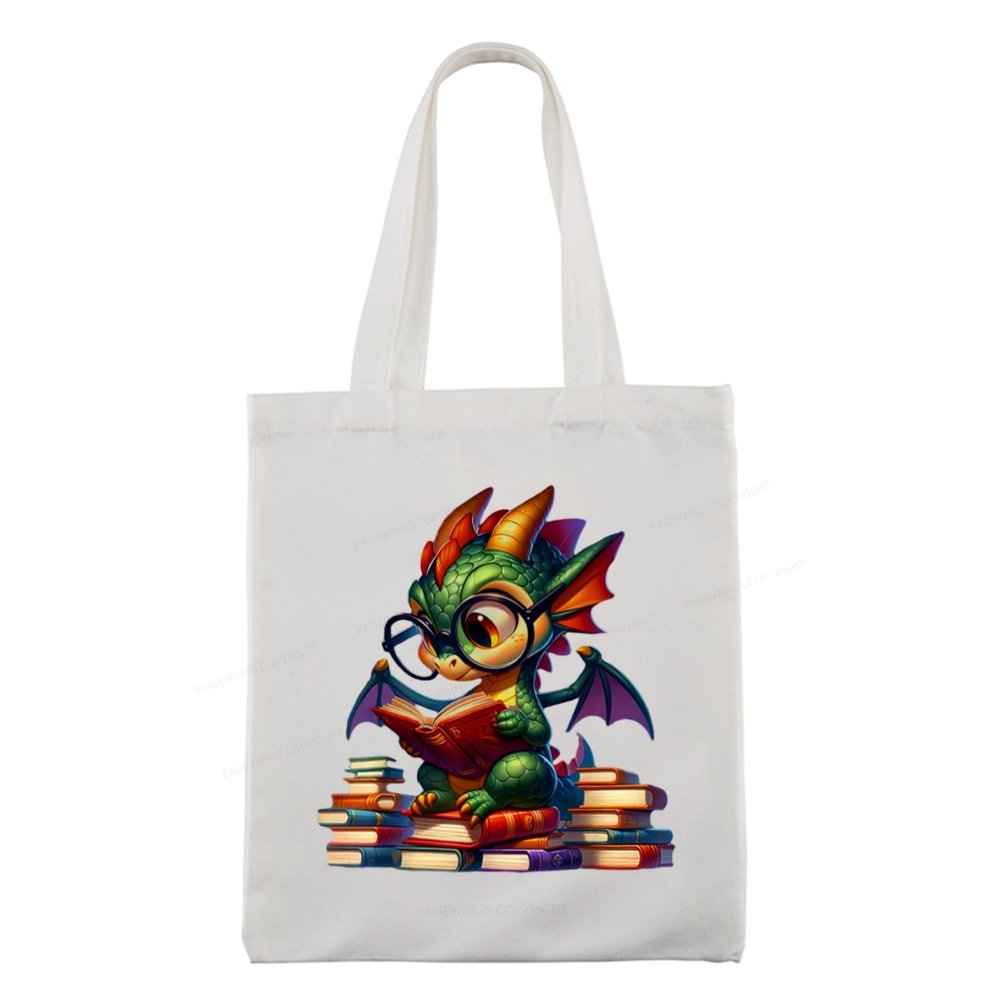 Pagewings Dragon And Books Tote Bag