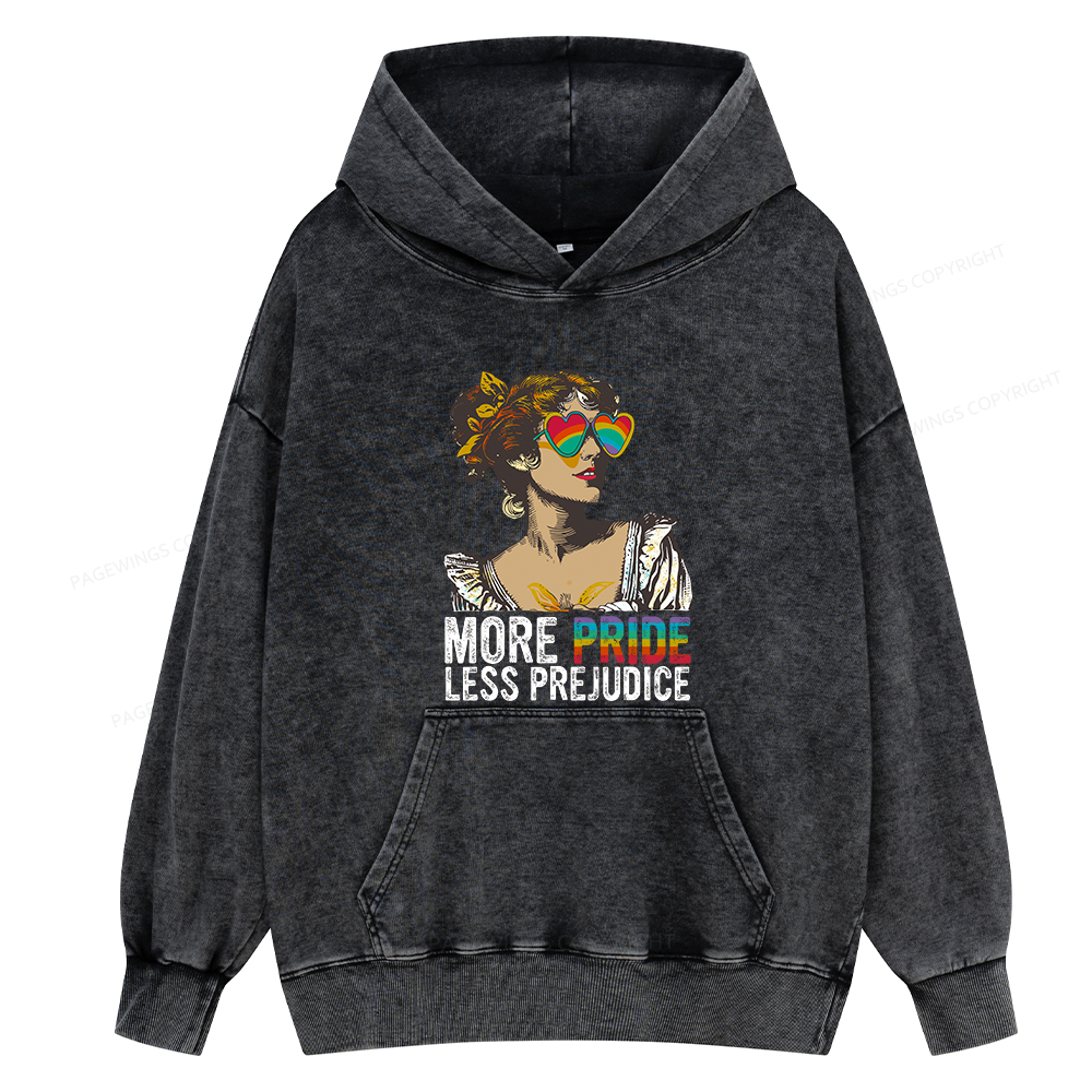 Pagewings More Pride Less Prejudice Unisex Washed Hoodie