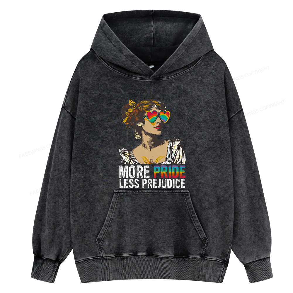 Pagewings More Pride Less Prejudice Unisex Washed Hoodie