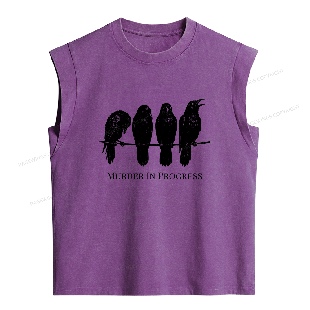 Pagewings Murder In Progress Women's Washed Tank Top