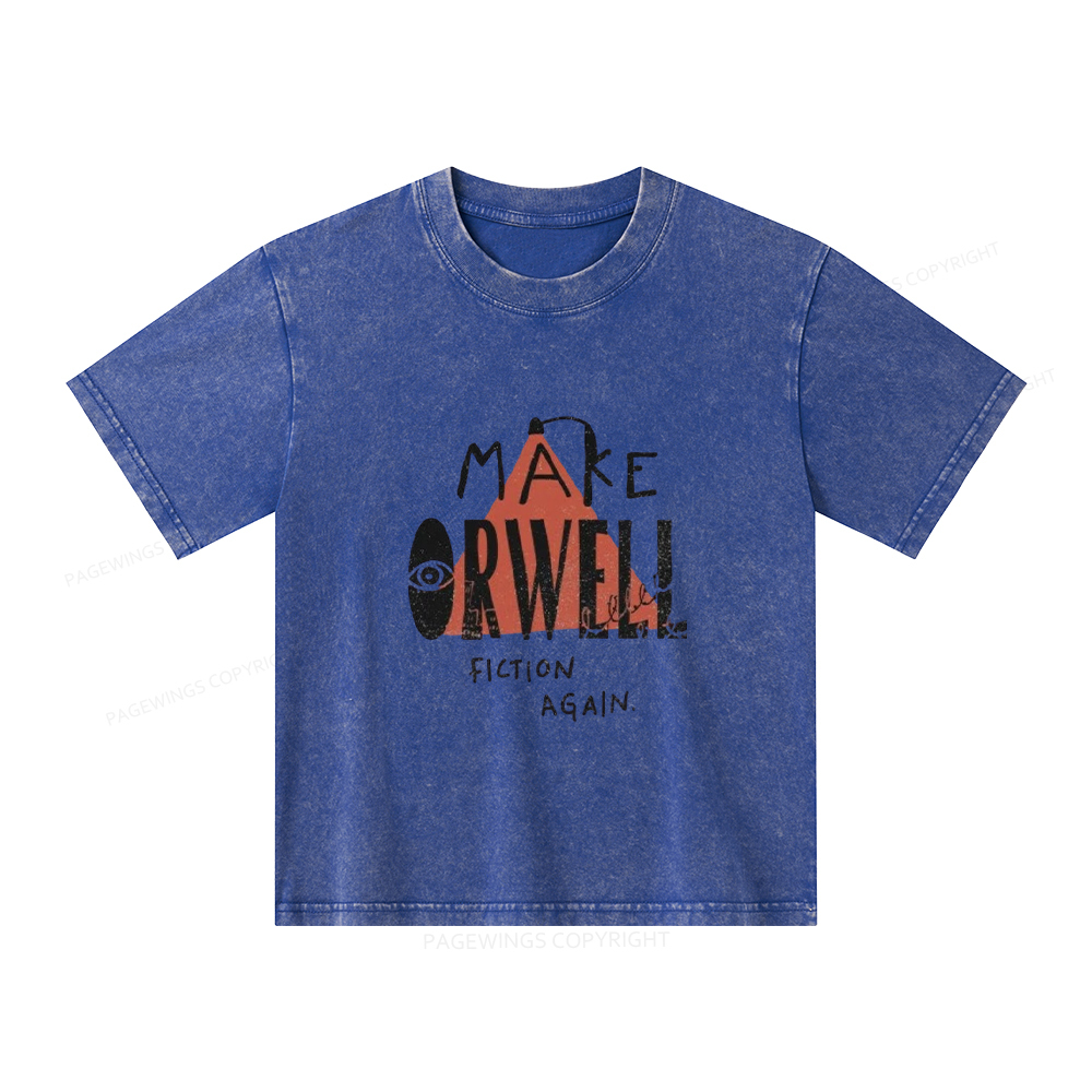 Pagewings Make Orwell Fiction Again Unisex Kids Washed T-shirt