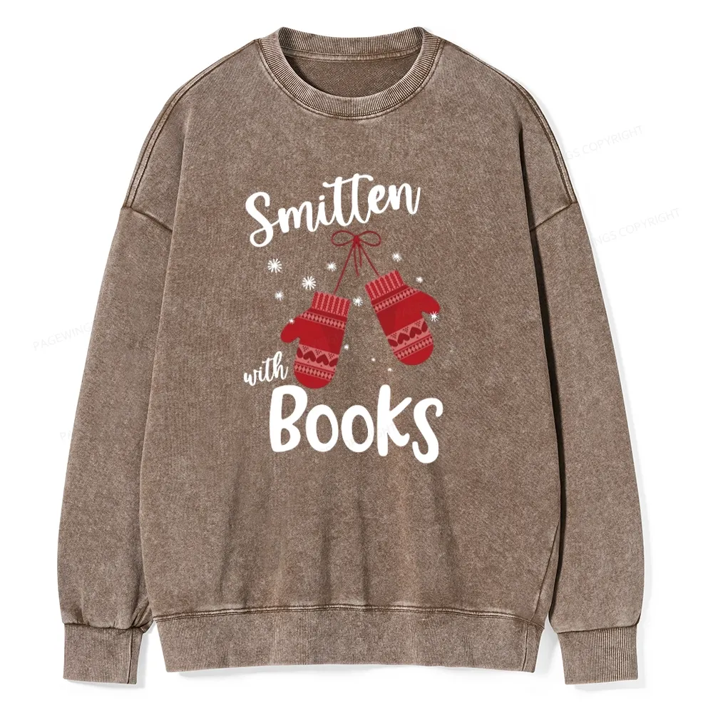 Pagewings Smitten With Books Unisex Washed Sweatshirt