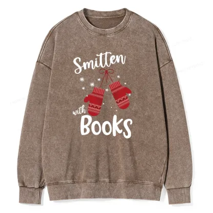 Pagewings Smitten With Books Unisex Washed Sweatshirt