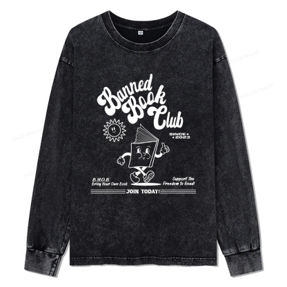 Pagewings Read Banned Books Unisex Washed Long Sleeve T-shirt