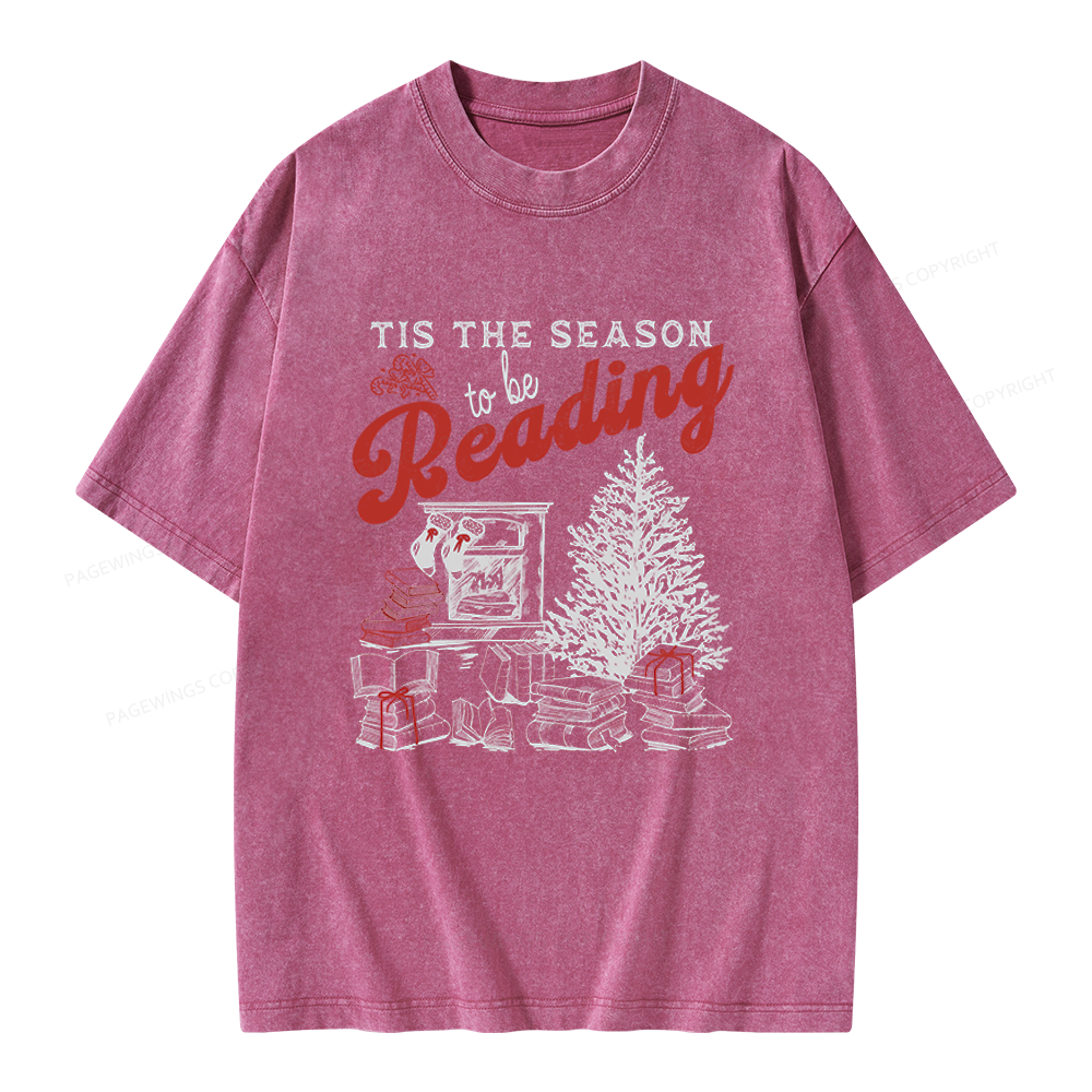 Pagewings Tis The Season to be Reading Unisex Washed T-shirt