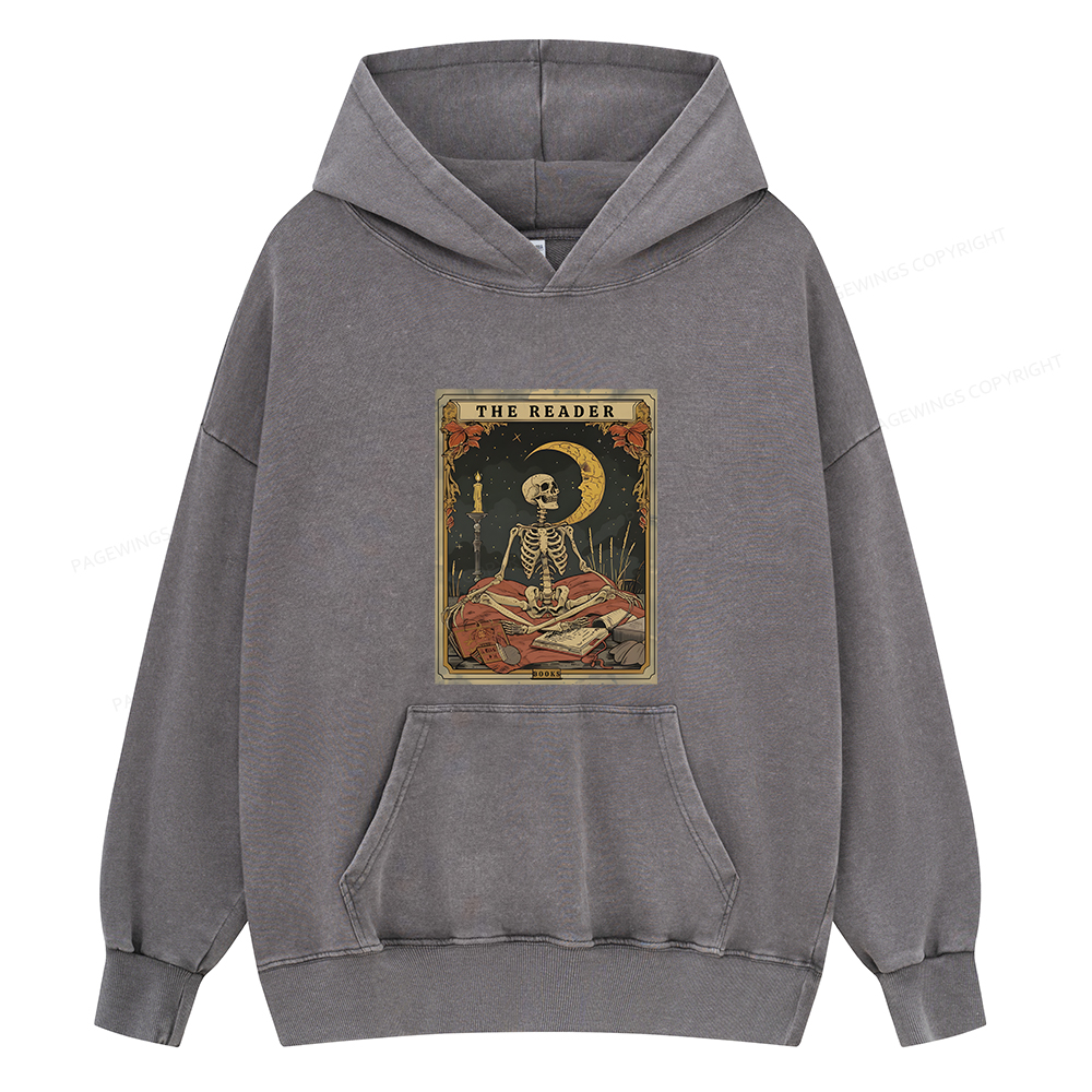 Pagewings The Reader Tarot Card Unisex Washed Hoodie