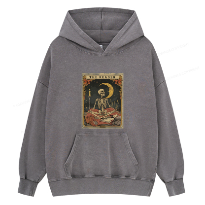 Pagewings The Reader Tarot Card Unisex Washed Hoodie