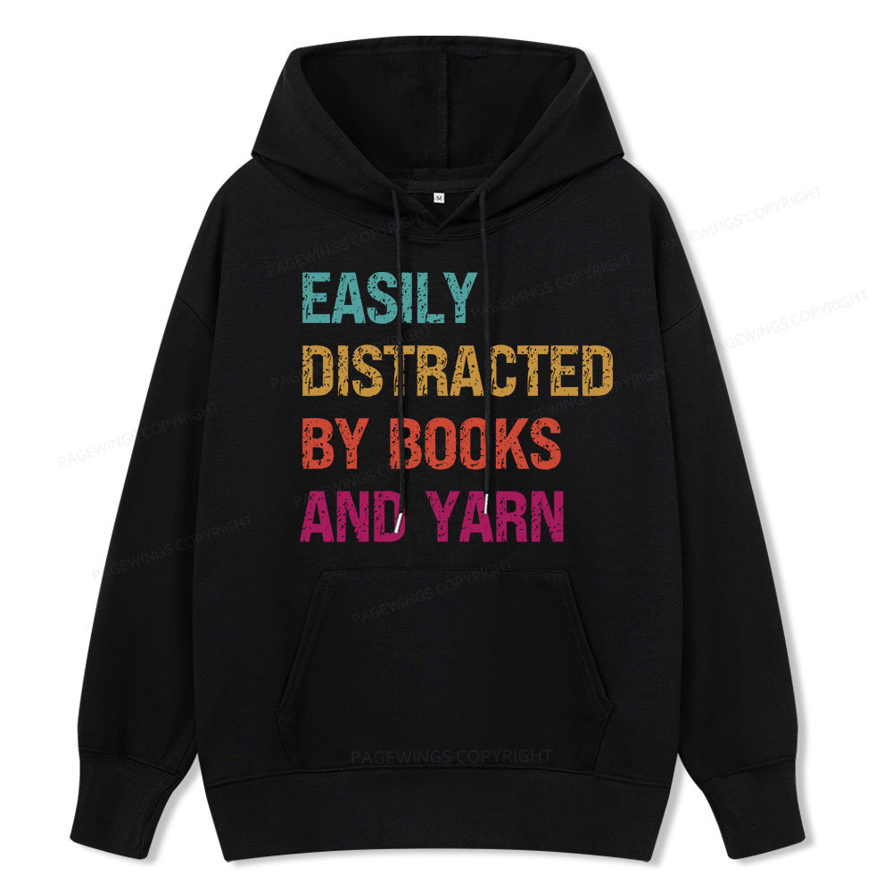 Pagewing Easily Distracted By Books And Yarn  Unisex Classic Hoodie