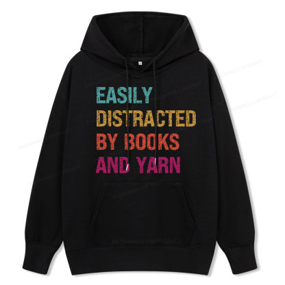 Pagewing Easily Distracted By Books And Yarn  Unisex Classic Hoodie
