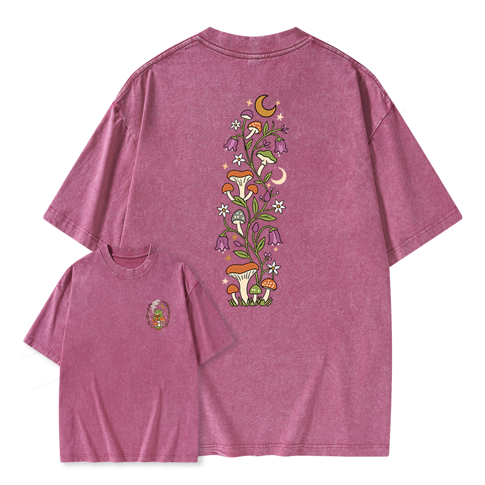 Pagewings Mushroom Frog Unisex Washed T-shirt