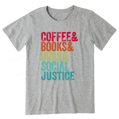 Pagewings Books Coffee Dogs Social Justice Unisex Classic T-shirt