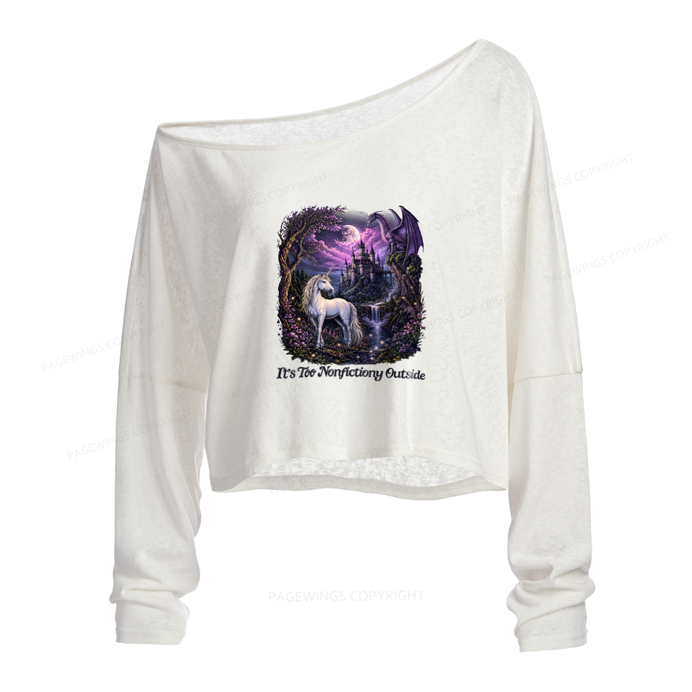 Pagewings 90s Fantasy Slouchy Long Sleeve Off Shoulder T-shirt