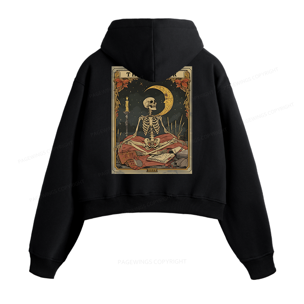 Pagewings The Reader Tarot Card Fleece Zip-Up Hoodie