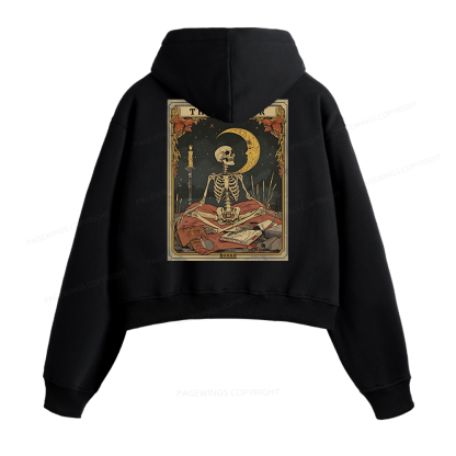 Pagewings The Reader Tarot Card Fleece Zip-Up Hoodie
