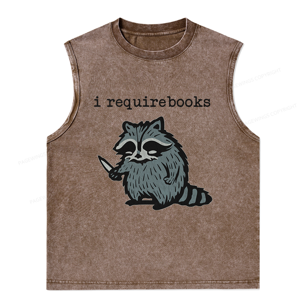 Pagewings I Require Books Unisex Washed Tank Top