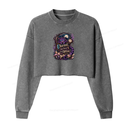 Pagewings Normal Was Never an Option Washed Crop Sweatshirt