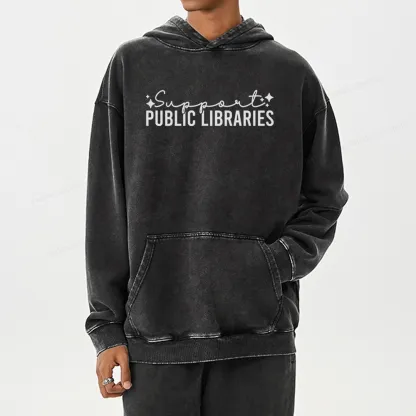 Pagewings Public Libraries Unisex Washed Hoodie