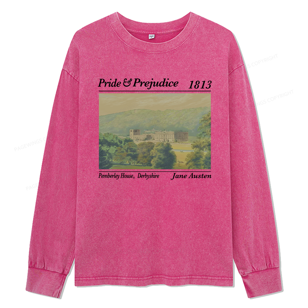 Pagewings Pemberley House Unisex Washed Long Sleeve T-shirt