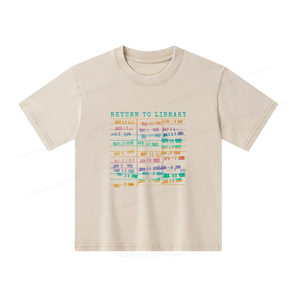 Pagewings Vintage Library Rainbow Unisex Kids Washed T-shirt