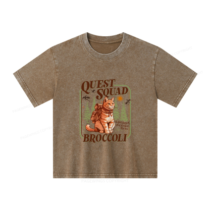 Pagewings Quest Squad Broccoli Unisex Kids Washed T-shirt