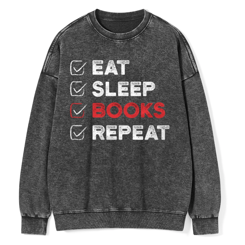 Pagewings Eat Sleep Books Repeat Unisex Washed Sweatshirt