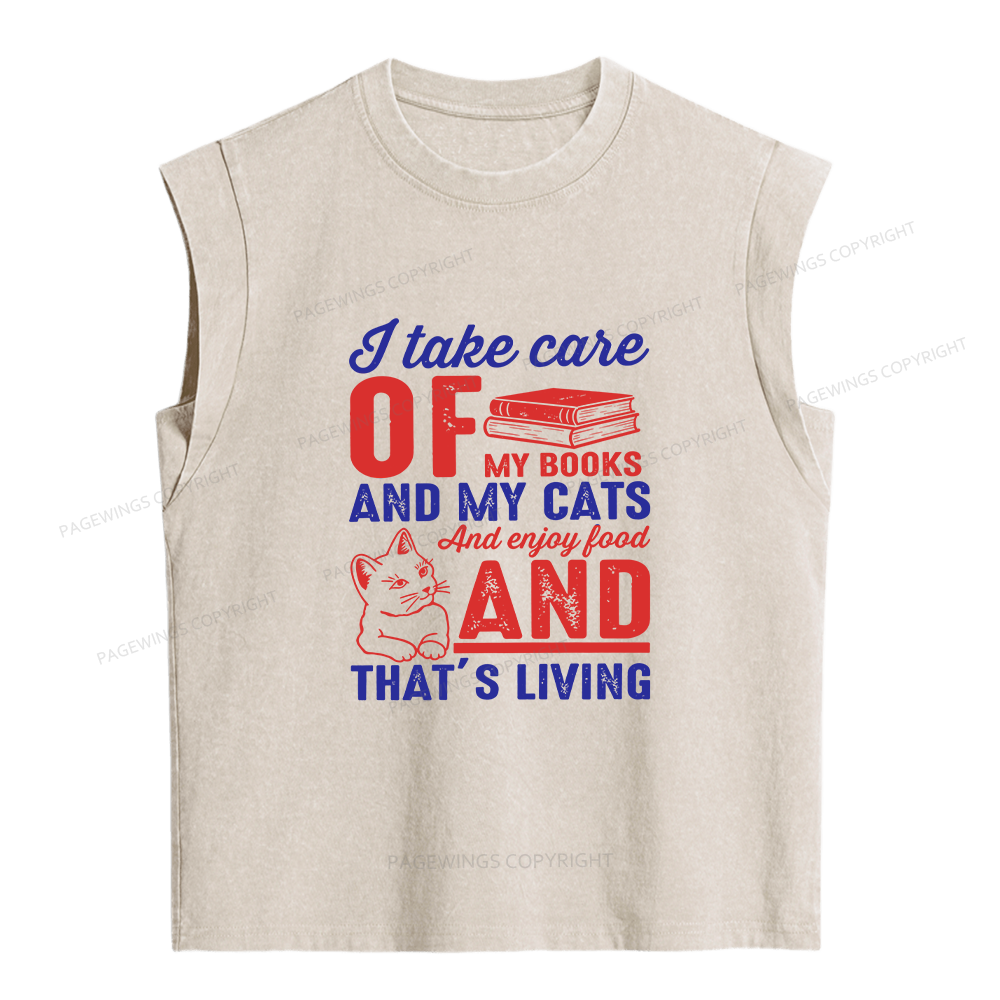 Pagewing I Take Care Of My Books Women's Washed Tank Top