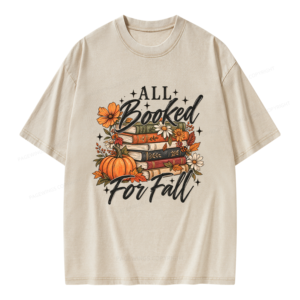 Pagewings Booked For Fall Pumpkin Unisex Washed T-shirt