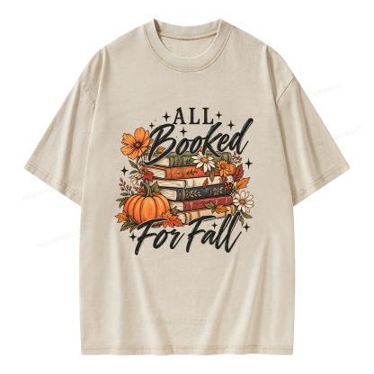 Pagewings Booked For Fall Pumpkin Unisex Washed T-shirt