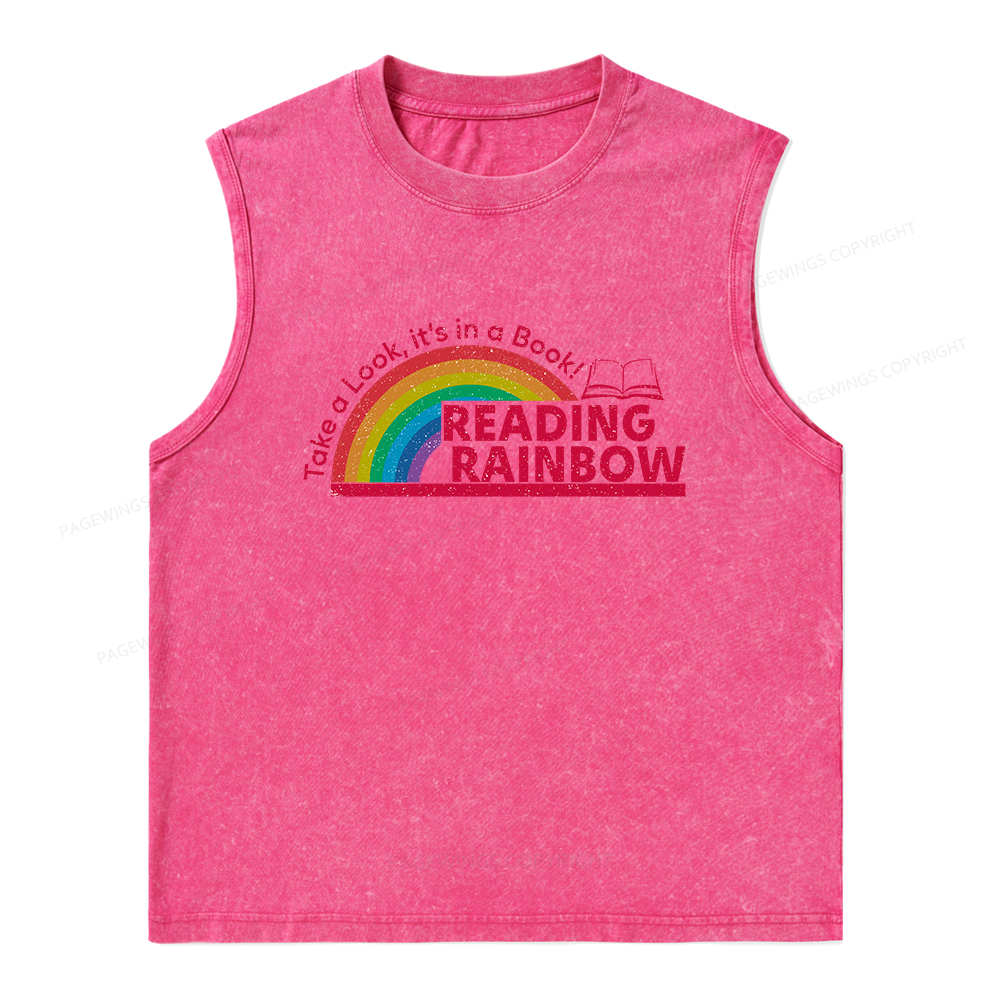 Pagewings Reading Rainbow Unisex Washed Tank Top