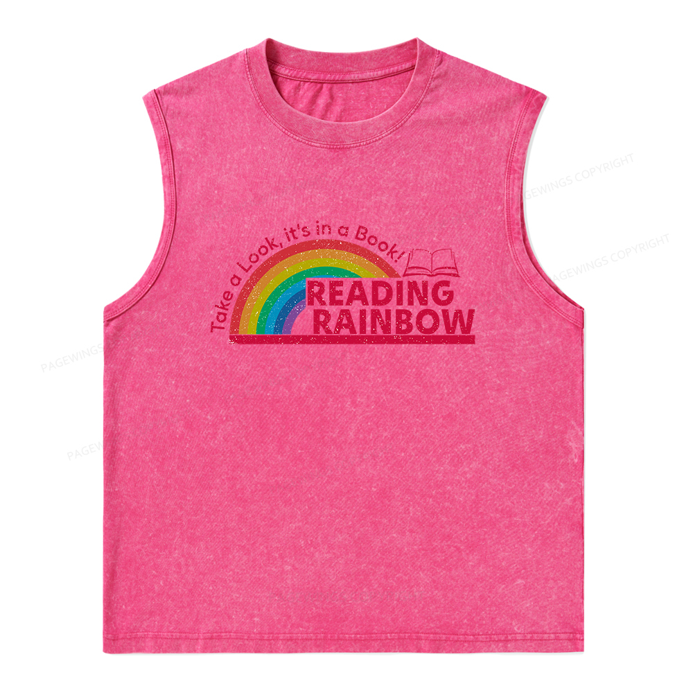 Pagewings Reading Rainbow Unisex Washed Tank Top