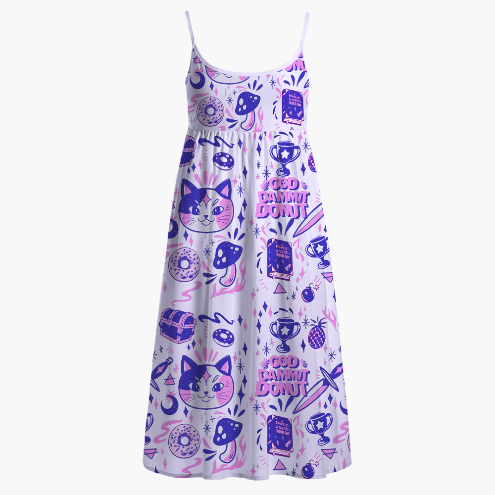 Pagewings Sci-Fi  Reading Printed Spaghetti Strap Midi Sundress