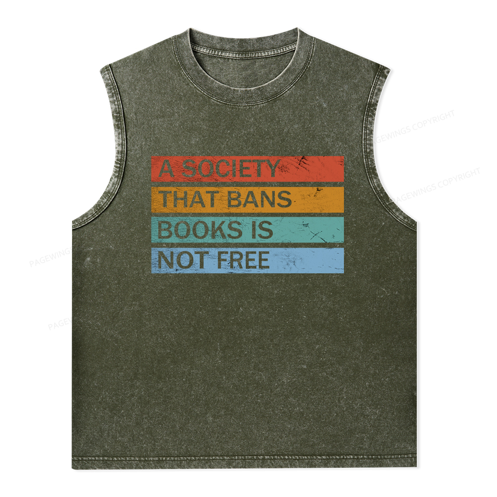 Pagewings Banned Books Shirt, Read Banned Books Unisex Washed Tank Top