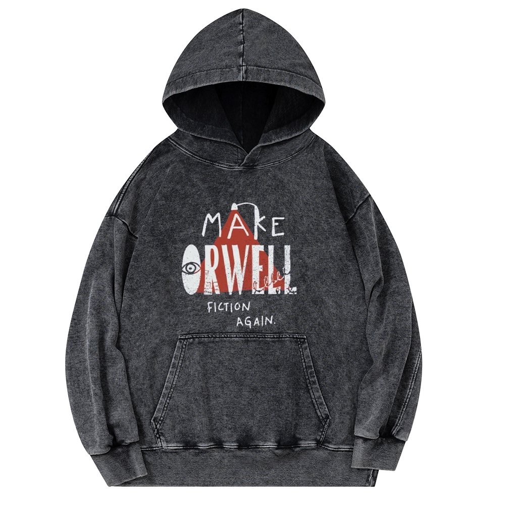 Pagewings Make Orwell Fiction Again Unisex Washed Hoodie