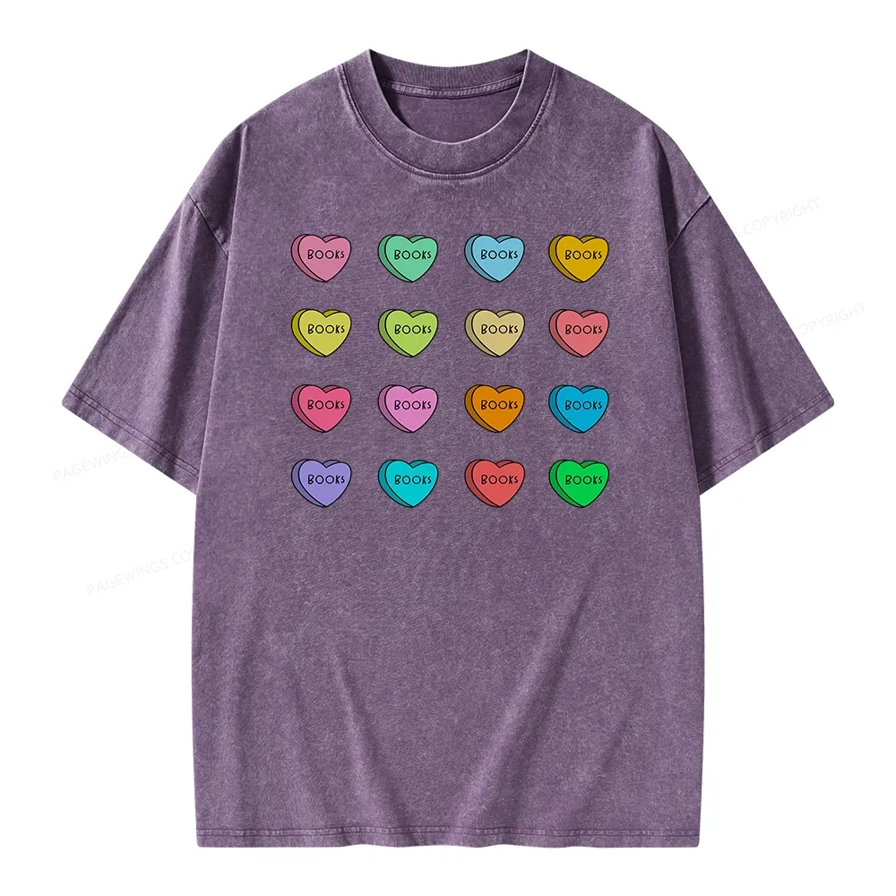 Pagewings Valentine's Day Librarian Unisex Washed T-shirt