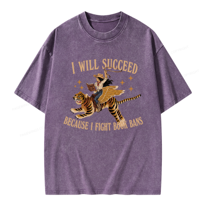 Pagewings I Will Succeed Unisex Washed T-shirt