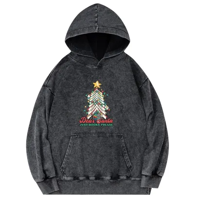 Pagewings Christmas Dear Santa Just Books Please Unisex Washed Hoodie