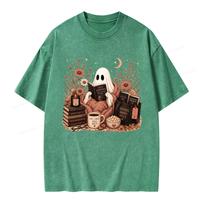 Pagewings Smut Reading Ghost Unisex Washed T-shirt