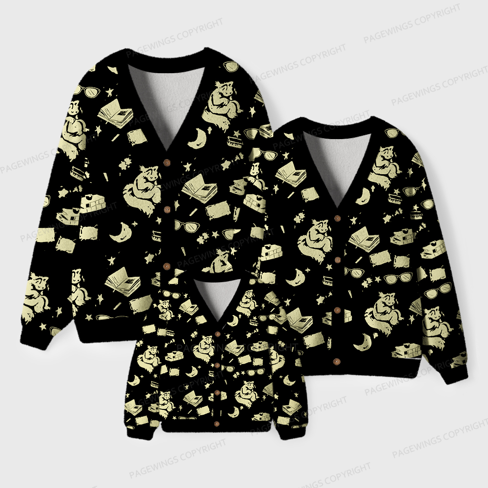 Pagewings Fantasy Reading Unisex Ugly Cardigan Sweaters