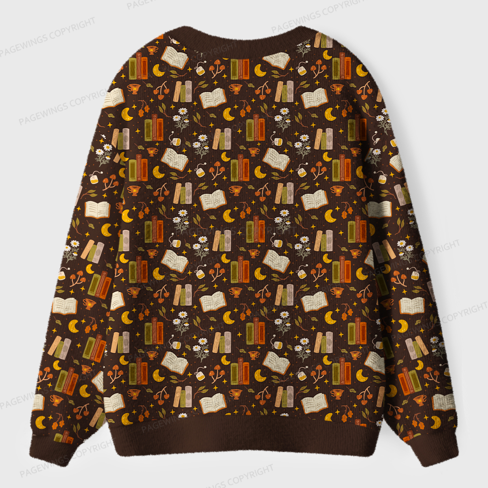Pagewings Cozy Autumn Reading Unisex Ugly Cardigan Sweaters