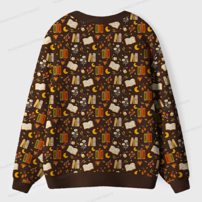 Pagewings Cozy Autumn Reading Unisex Ugly Cardigan Sweaters