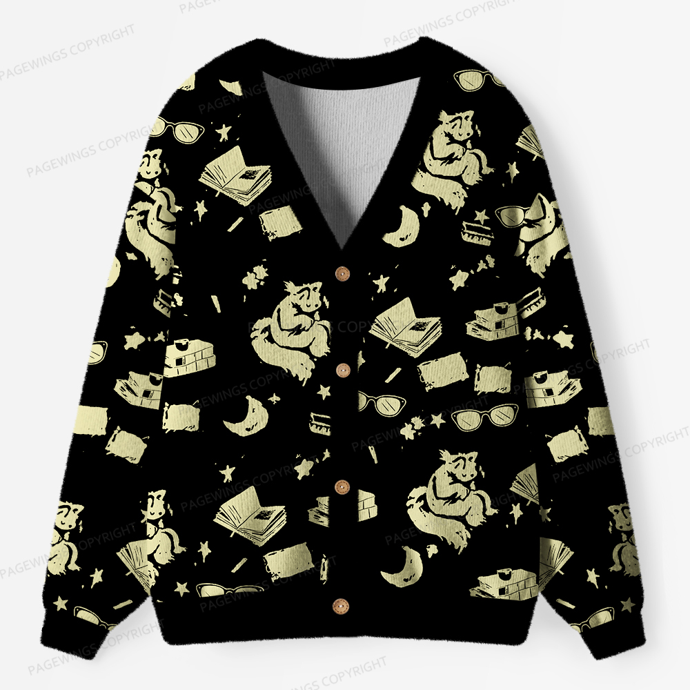 Pagewings Fantasy Reading Unisex Ugly Cardigan Sweaters