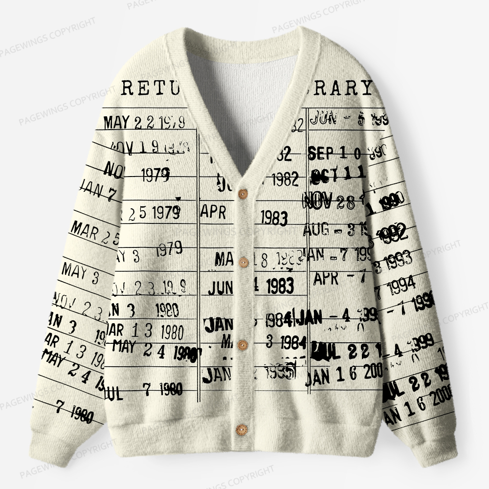 Pagewings Library Card Light Knit Unisex Cardigan Sweaters