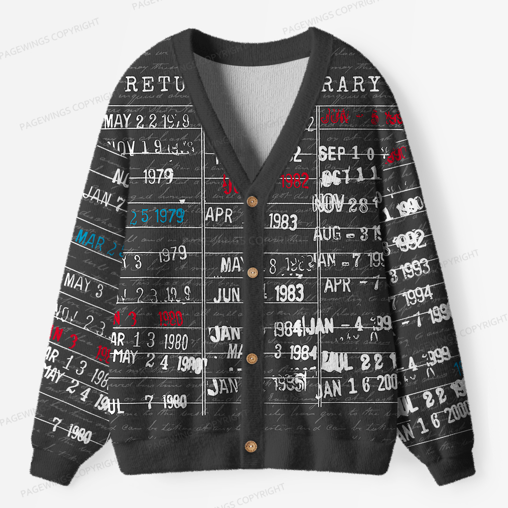 Pagewings Library Card Light Knit Unisex Cardigan Sweaters