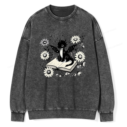 Pagewings Bookworm Dragon Unisex Washed Sweatshirt