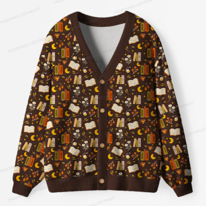 Pagewings Cozy Autumn Reading Unisex Ugly Cardigan Sweaters